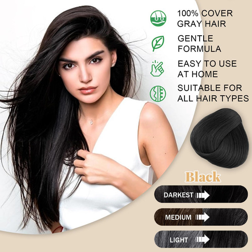 Shampoo De Tintura De Cabelo Preto Natural 3 Em 1, Shampoo D