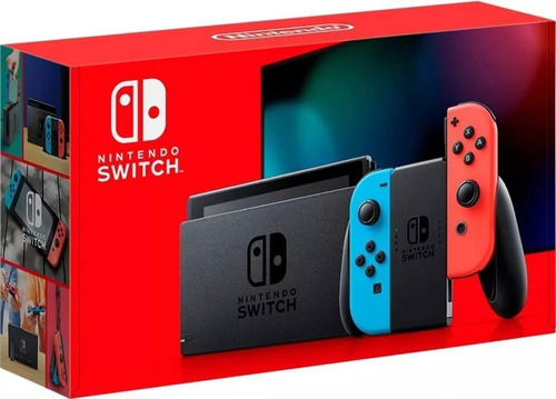 Nintendo Switch With Neon Blue And Neon Red