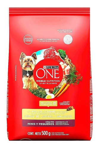 Alimento Para Perro Purina One Minis Pollo Y Carne 500 Gr