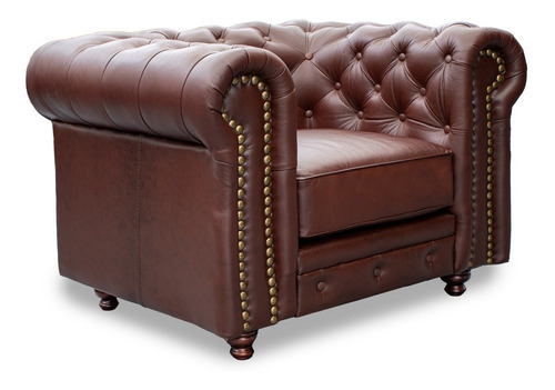 Sillón De Piel Genuina ConfortoPiel S01 MST12 CHESTERFIELD CHPV color Tabaco