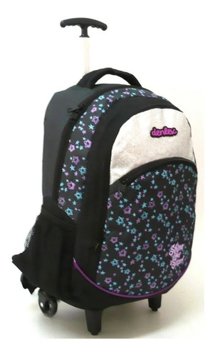 Imagem 3 de 6 de Mochila Rodinhas G Meninas Puxador Alumínio Estrelas Denlex