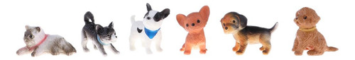 6x Figura De Cachorro Gato De Simulación En Miniatura