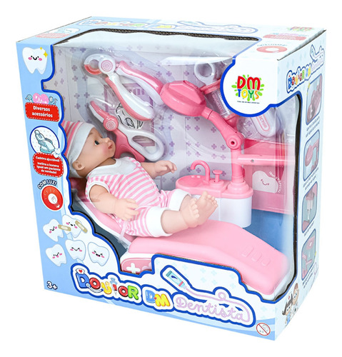 Boneca Dr Dentista C/ Acessórios Cadeira Ajustável - Dmtoys