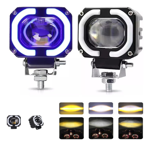 Par Led Faros Auxiliares Ojos De Ángel Alta/baja Auto Moto