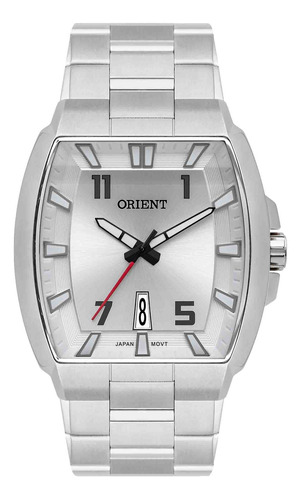 Relógio Orient Masculino Gbss1054 Prateado Quadrado Original Cor da correia Prata Cor do bisel Prata