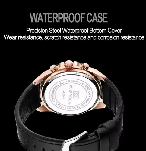 Reloj Hombre Elegante Cuarzo Piel Genuino A. Inoxidable
