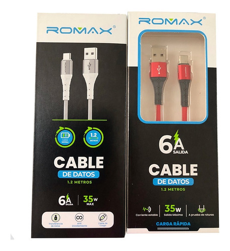 Cable De Datos Usb A Tipo C - Carga Rápida 6a - Rojo