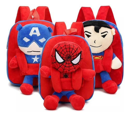 25 Mochilas Con Muñeco Superman Peluche 