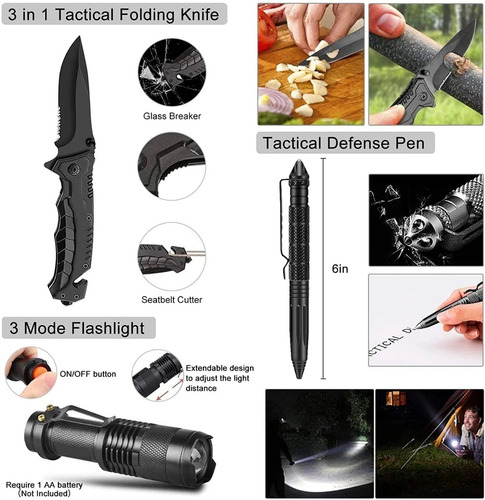 Imagen 6 de 10 de Pouch Táctico Mole Kit Supervivencia Linterna, Pala Y Hacha