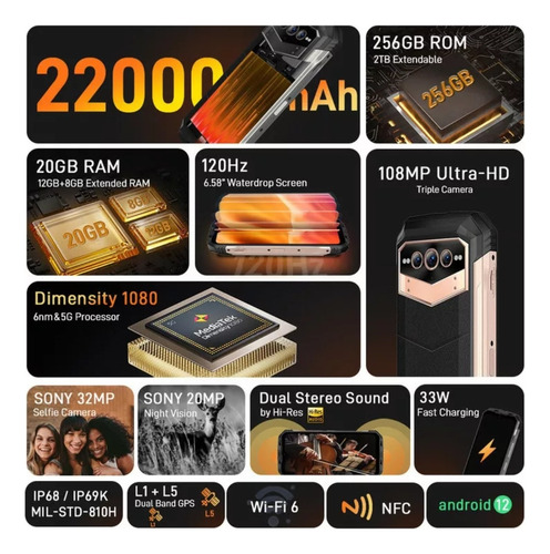Doogee V Max 20gb Ram 256 Gb Rom Negro