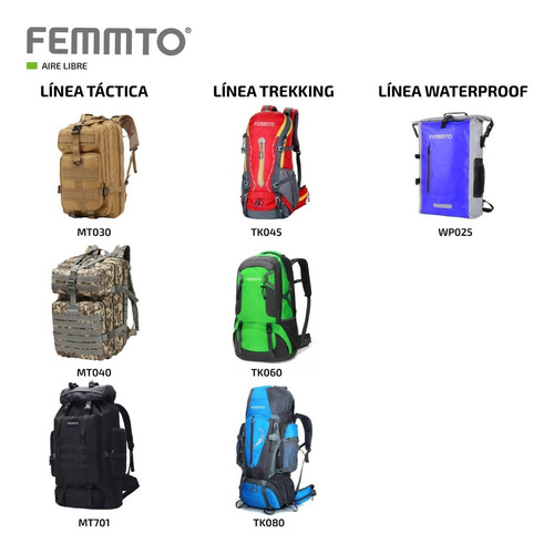 Imagen 8 de 10 de Mochila Estanco De Aire Libre 25 Lts Femmto Mochilero Viaje