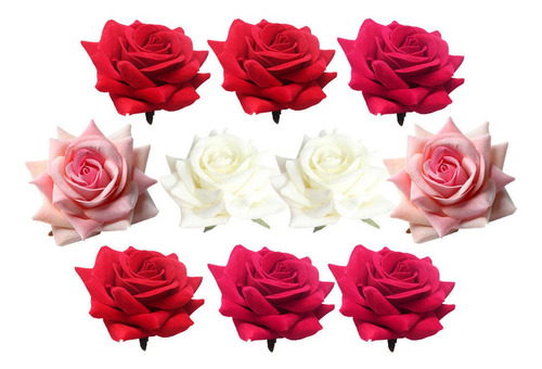 10pcs Terciopelo Flor Rosa Cabezas Para Decoración Casera A