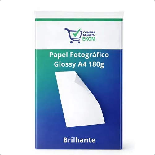 Papel Glossy 180g Fotográfico Branco 100 Folhas A4