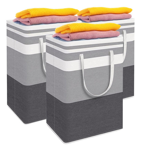 Cesto Grande Para Ropa Sucia Y Lavandería Plegable 3piezas 75l