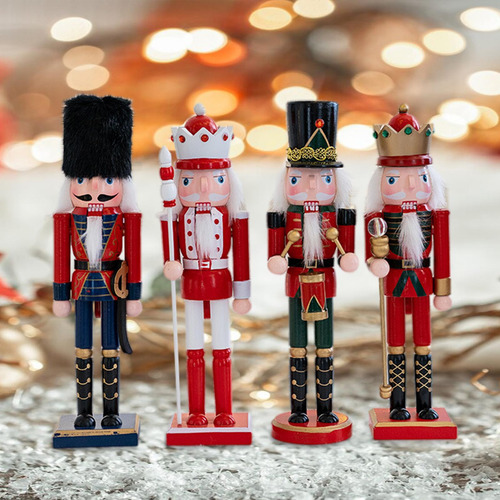 5 Figuras De Cascanueces De Madera, Decoración Navideña De