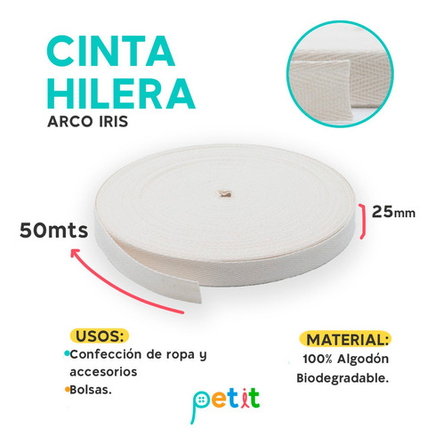 Cinta Hilera Liviana 25mm X50m Crudo Marca Arco Iris