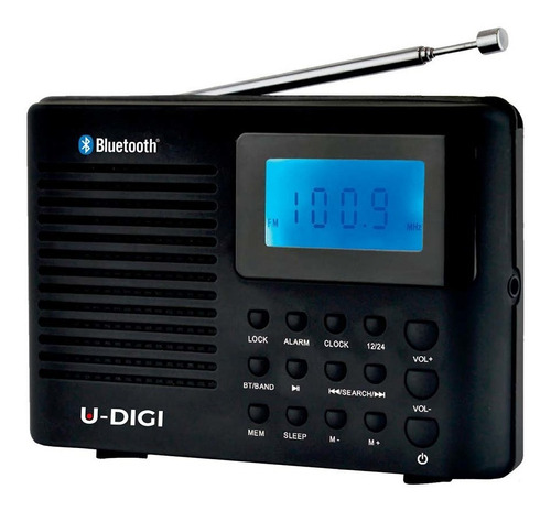 Radio U-digi Portátil Am/fm Bluetooth Reloj Alarma