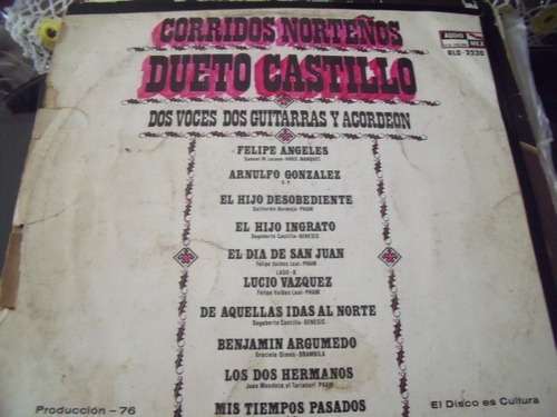 Lp Dueto Castillo Corridos Norteños (Usado)