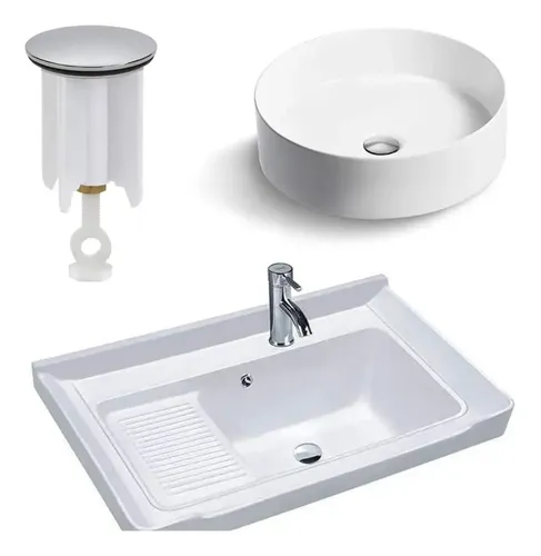 Cabezal De Rebose Para Fregadero De Cerámica O Mármol - Interfaz Redonda 36x36mm, Repuesto PP Para Orificios De 30-32mm