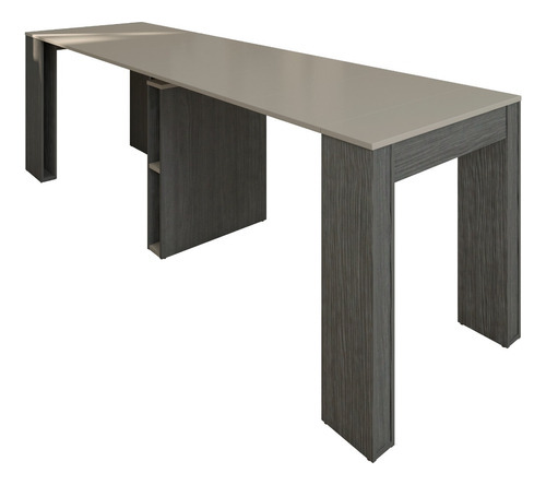 Playcon Mesa Extensible Rectangular Para Comedor Hasta 10 Personas Mesa Ahorra Espacio Plegable (gris)