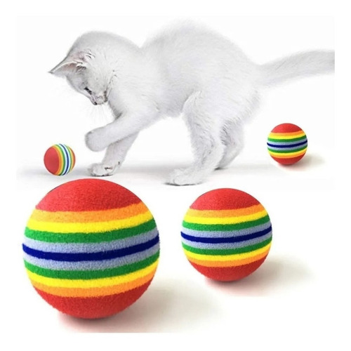 Imagen 5 de 6 de Juguete X4 Bolas Suaves De Colores Mascota Gato Pelotas