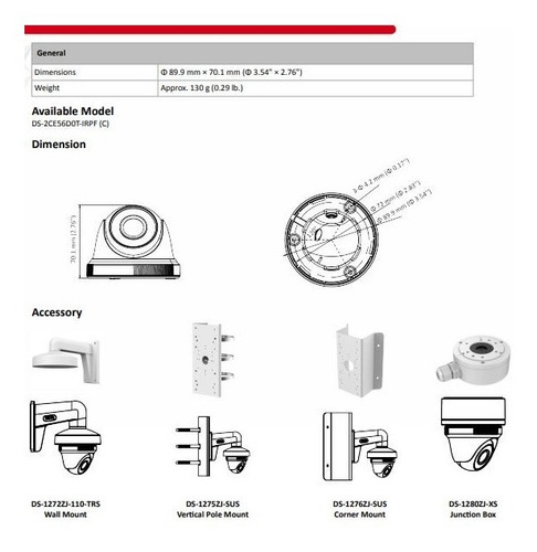 Imagen 7 de 7 de Camara Domo Turbo 2mp A 1080p, Lente 2.8mm Ir20m, Hikvision