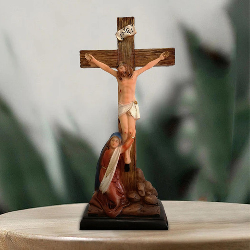 Figura Religiosa De Jesús Con Cruz De Jesús Para Sala De
