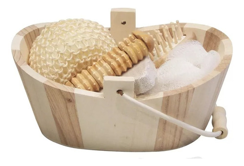 Canasto De Madera Con Accesorios Para El Baño