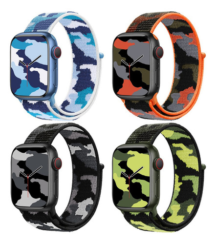 4 Correas Para Apple Watch Series Ultra 8 7 Se 6 Camuflaje