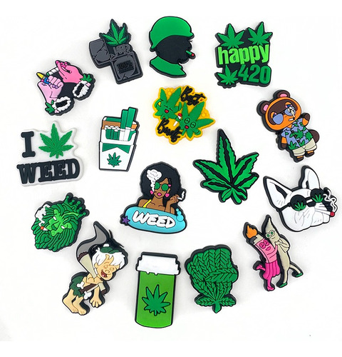 Juego De 16 Abalorios Con Forma De Hojas Verdes Para Zapatos