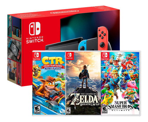  Nintendo Switch Bateria Extendida + Ctr + Zelda + Smash