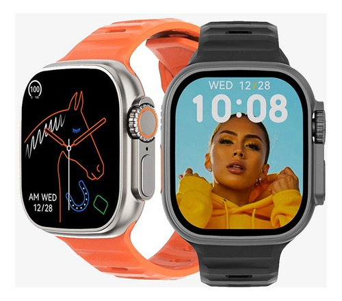 Smartwatch Dt8 Ultra Max + 2 Pulseiras+1 Case F Caixa Branco Pulseira Preto Bisel Preto Desenho Da Pulseira Preto