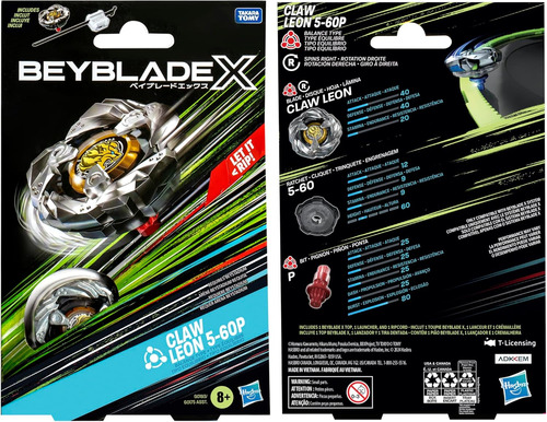 Paquete De Inicio Beyblade X Claw Leon 5-60p Con Peonza Gira