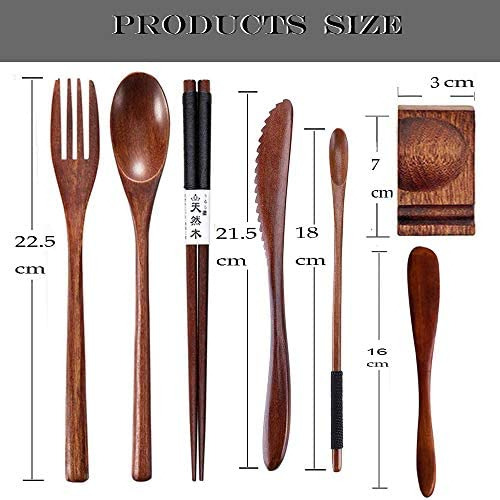 Utensílios De Madeira Para Comer Jogo De Cubiertos De Bambu