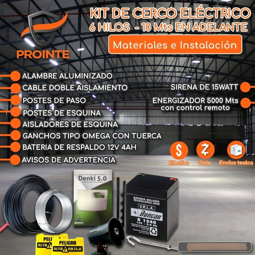 Kit De Cerco Eléctrico De 100 Metros De 6 Hilos