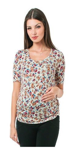 Blusa Maternidad Cuello Redondo Floreada - Materflores