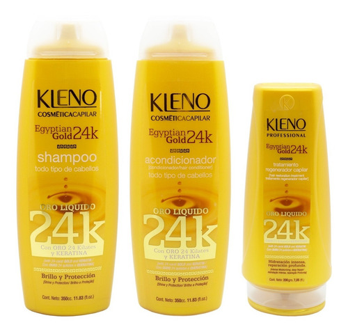 Kleno Egyptian Gold 24k Shampoo Acondicionador Mascara 200gr