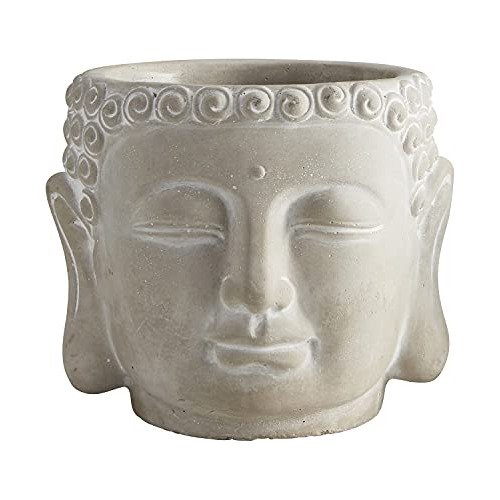 Cement Planter Pot, 5.1  Tall, Buddha - Maceta De Cemen...