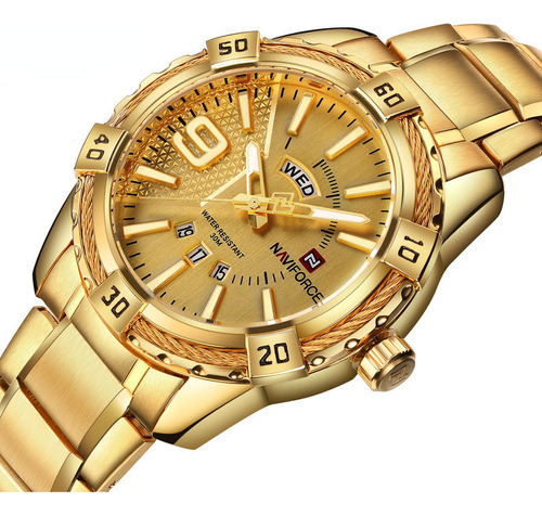 Relógios De Quartzo Impermeáveis Naviforce Luxury Cor do bisel Dourado