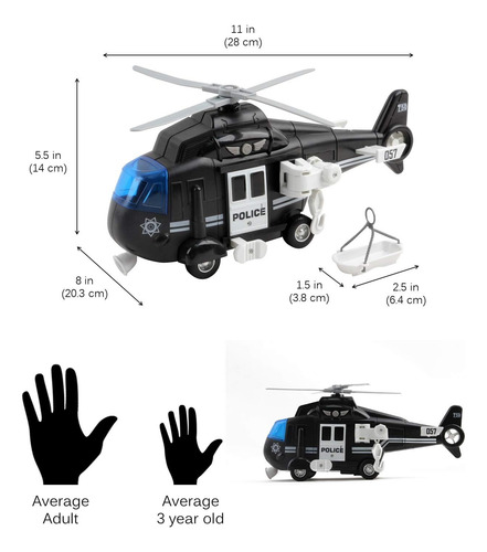 Vokodo Helicóptero De Policía 11 Con Luces Y Sonidos Emp...