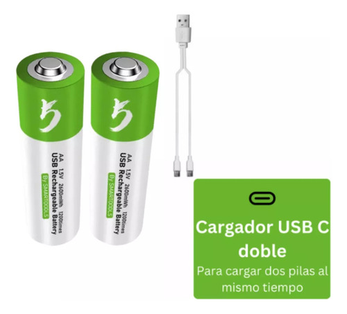 Pilas Recargables Deleex Aa 1.5v Usb Aa Cilíndrica