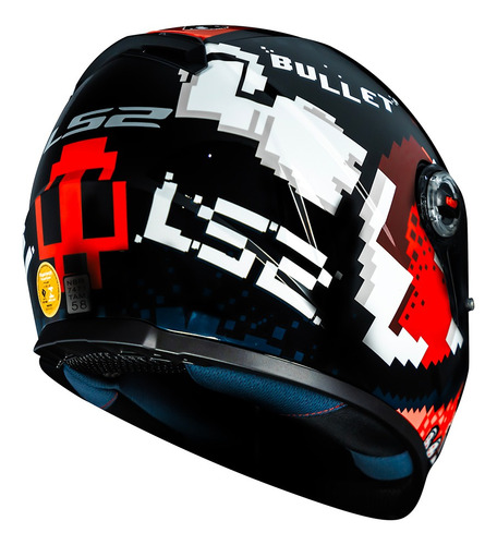 Capacete Moto Ls2 Ff358 Bullet Pixel Pixels Preto Vermelho