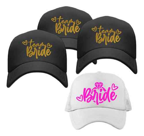 10 Gorras Despedida De Soltera Team Bride Oro Novia Boda