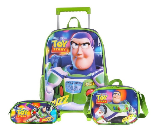 Kit Mochila Rodinha Infantil + Lancheira + Estojo Toy Story