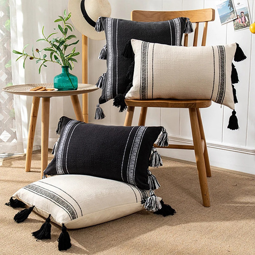 Funda De Almohada Moderna Y Minimalista Con Borlas, Estilo B