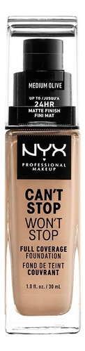 Base De Maquillaje Nyx Cosmetics Can´t Stop Won´t Stop Tono Medium Olive 30 Ml