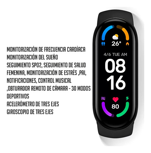 Smart Band M6 Pulsera Inteligente Sensor De Ritmo Cardíaco Color de la caja Negro Color de la correa Negro Color del bisel Negro
