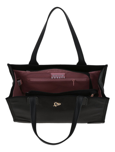 Bolso Gorétt Tipo Satchel Textil Básico Gorétt Estela P25 Negro Lisa Oro Negro