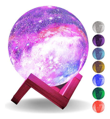 Luminária Lua Galaxy Universo 3d Abajur Touch Usb Decoração Cor da cúpula Universo 3D Galaxia Cor da estrutura Madeira 110V/220V