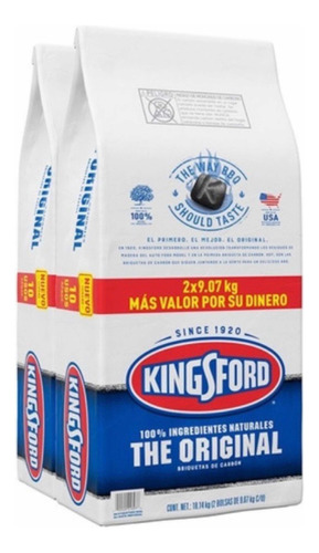 Briquetas Carbon Kingsford 2 Bolsas De 9.07 Kg Total 18.14